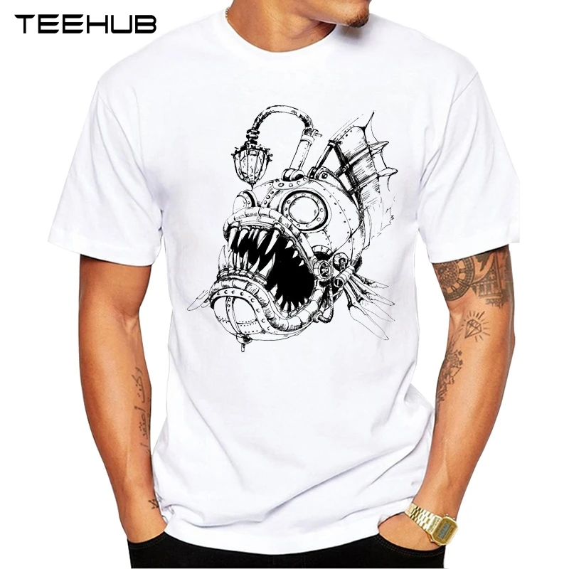 2019 Мужская модная футболка TEEHUB с принтом в стиле стимпанк коротким рукавом