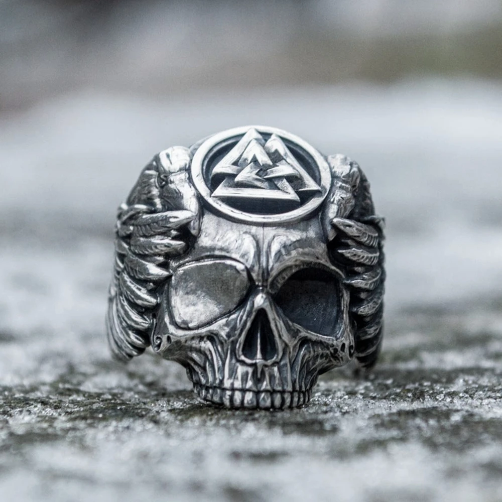 Кольцо Odin с воронами из нержавеющей стали мужское серебряное кольцо Viking Valknut Sukll норвежский амулет ювелирные изделия