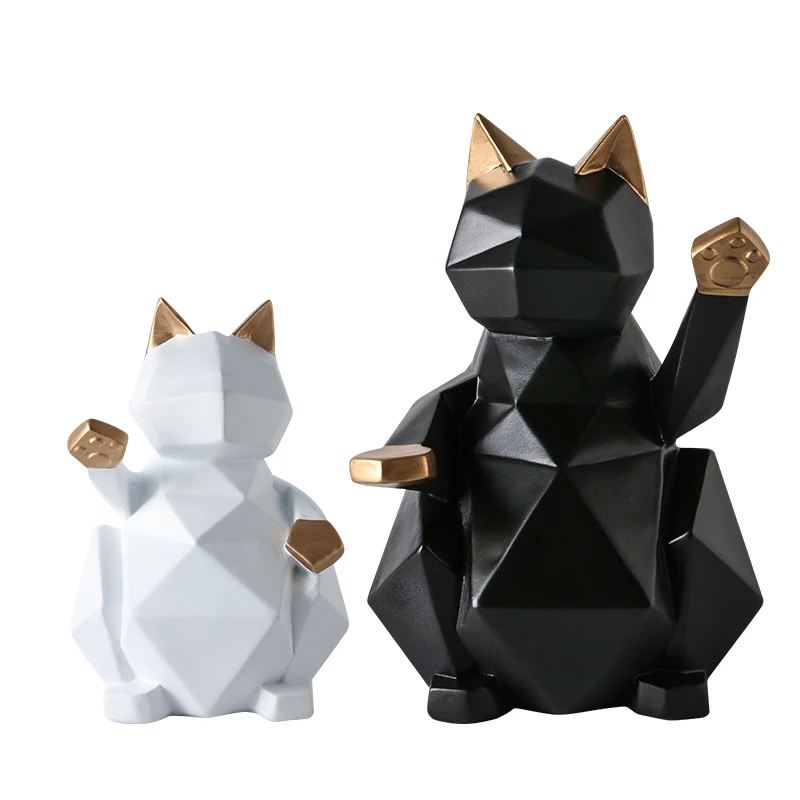 Geometric large cat ornaments rich cat decorative Resin crafts creative