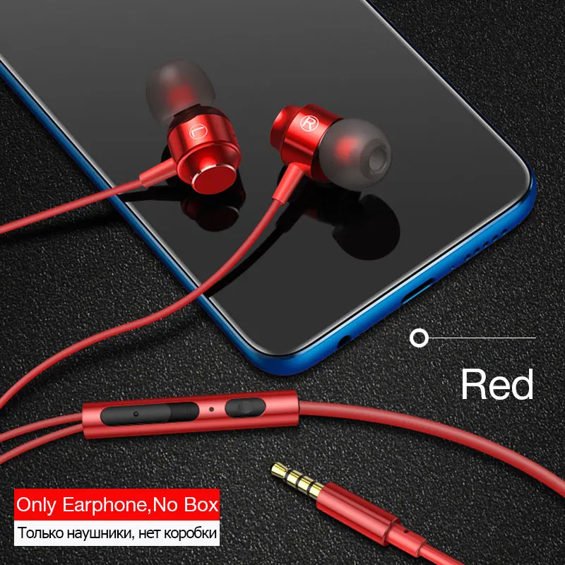 MOOJECAL наушники в ухо, проводные наушники с супер басами, наушники с микрофоном для телефонов, samsung, Xiaomi, Iphone, Apple, наушники - Цвет: Red without case