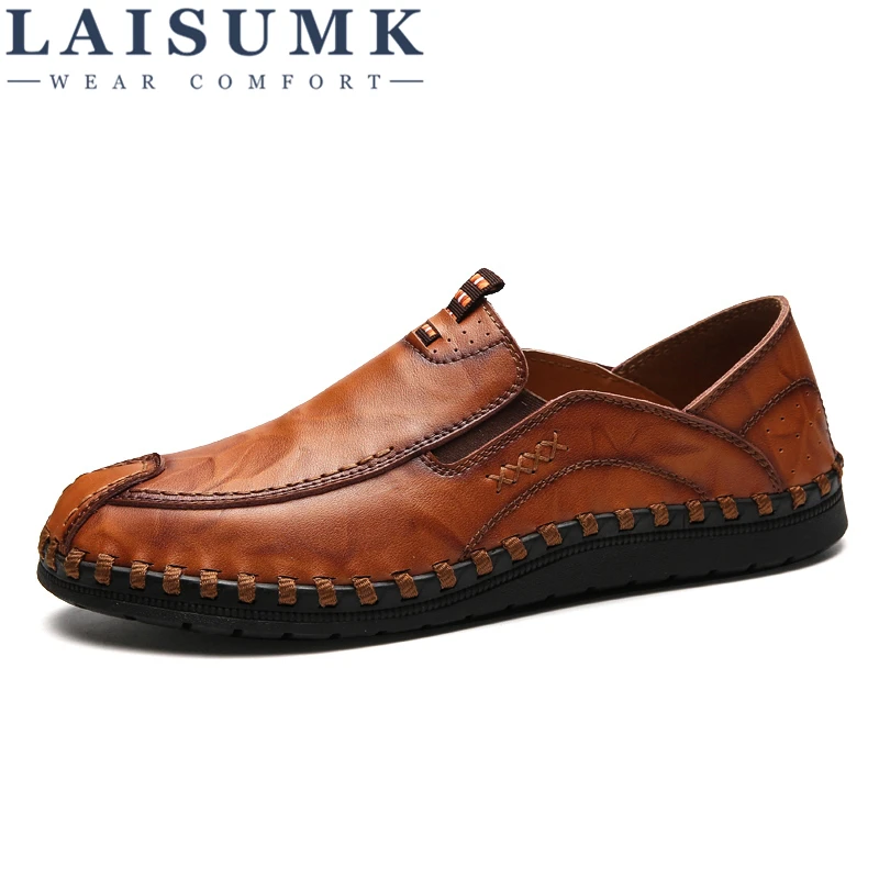 

LAISUMK Brand Luxury Designer Sneakers Men Genuine Leather Shoes Loafers Flats Moccasins Men Casual Oxford Shoes Male Footwear