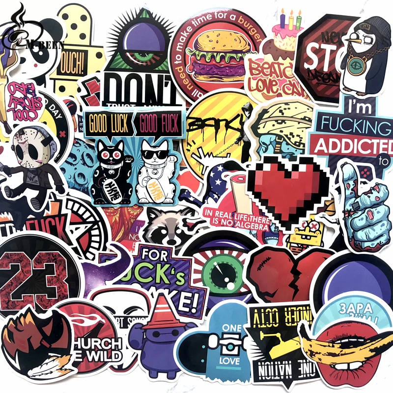 

50 PCS Colorful Waterproof Sticker Animal Cartoon Punk Game Stickers for DIY Skateboard Guitar Suitcase Laptop Bicycle Stickers