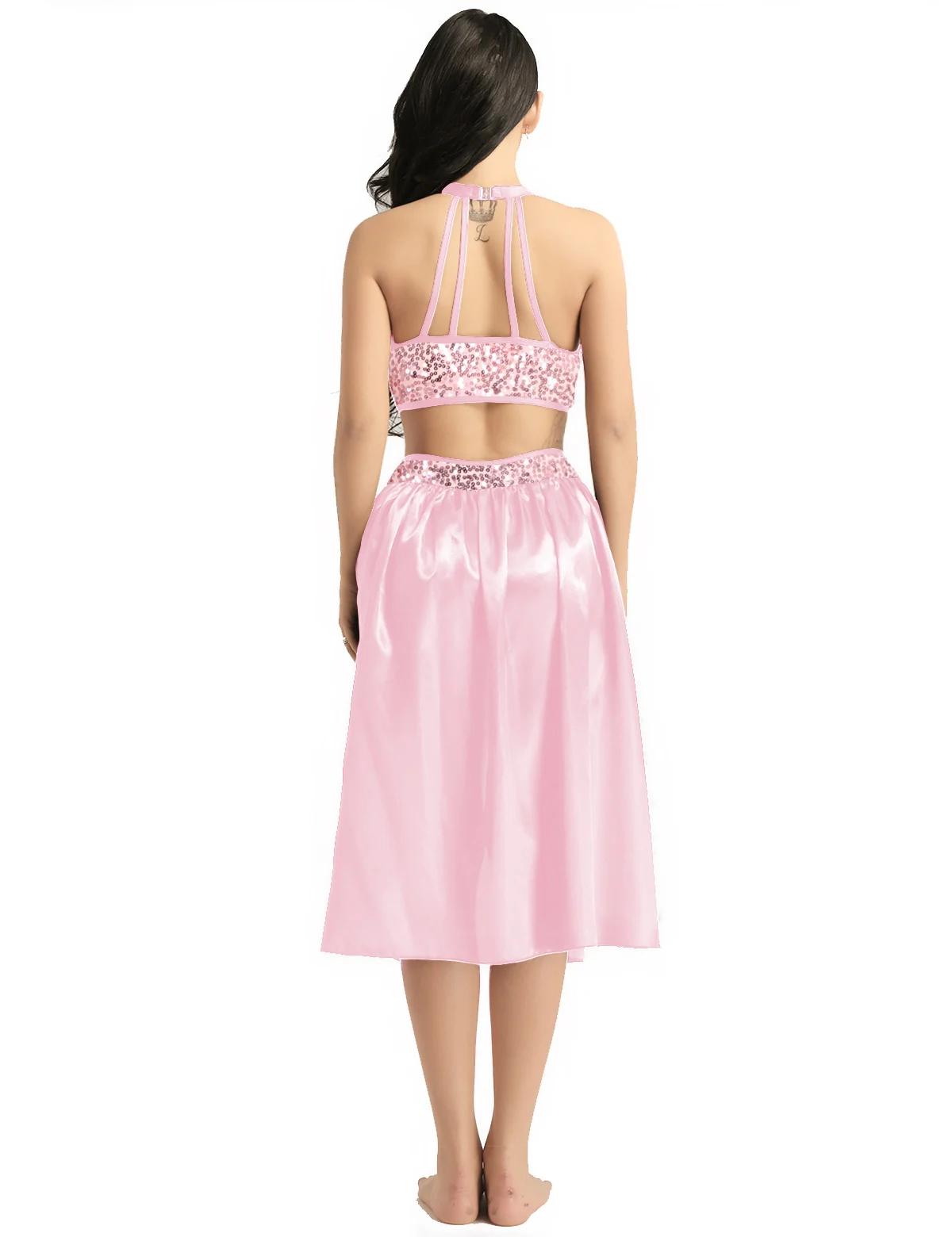 Женское балетное танцевальное платье с блестками, укороченная юбка для балета, Лирический и современный танцевальный костюм, платье для выступлений с блестками