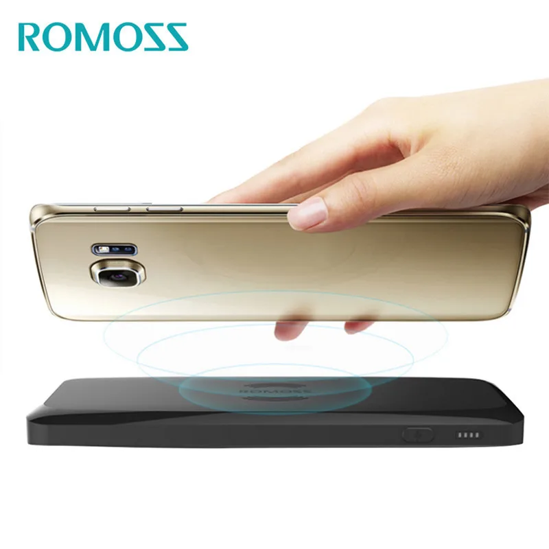 NEW ROMOSS Qi Wireless Charger Power Bank 5000mAh Fast Rechargeable External Battery USB Poverbank Charging Pad for Smartphone
