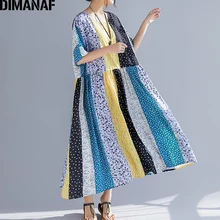 DIMANAF женское платье большого размера, Летний Пляжный сарафан, женские платья, элегантные женские свободные платья, винтажные платья больших размеров 5XL 6XL