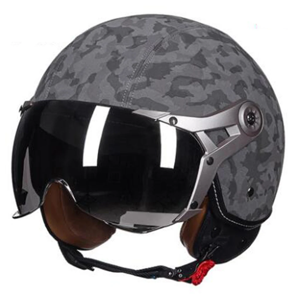 GXT Ретро мотоциклетный шлем кожаный полувинтажный шлем дышащий комфортный Чоппер Кафе Racer Crash шлем для мотоцикла - Цвет: 288-03