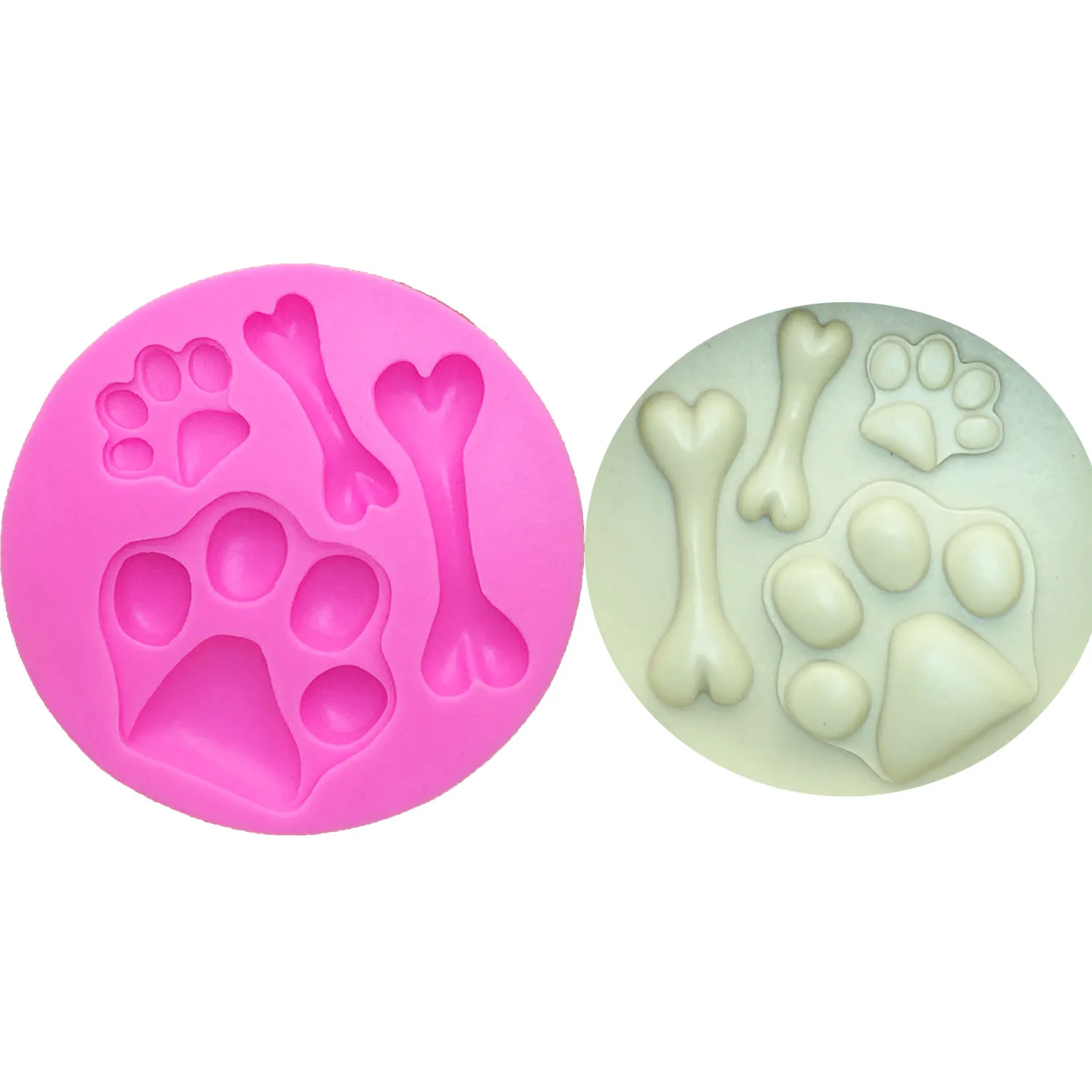 

M0199 Cat Dog Paws bones Silicone Mold Cookie Chocolate Mould DIY Fondant Cake Decorative Tools