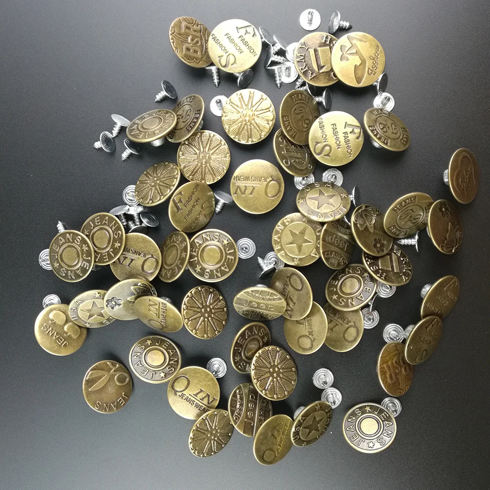 

10PCS Metal Snap Fastener Buttons Bronze Metal Jeans Button Shank Button for Garment Pants Sewing Clothes Accseeories Handmade