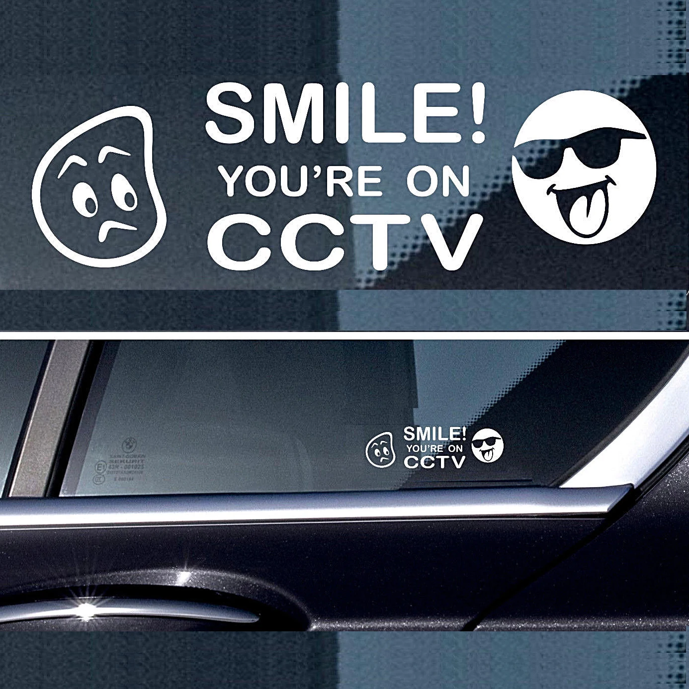  10*3cm 4 Warning Sticker Sign CCTV Video Camera Recording Car Window Safety Smile Humor Vinyl Car W - 32958898429