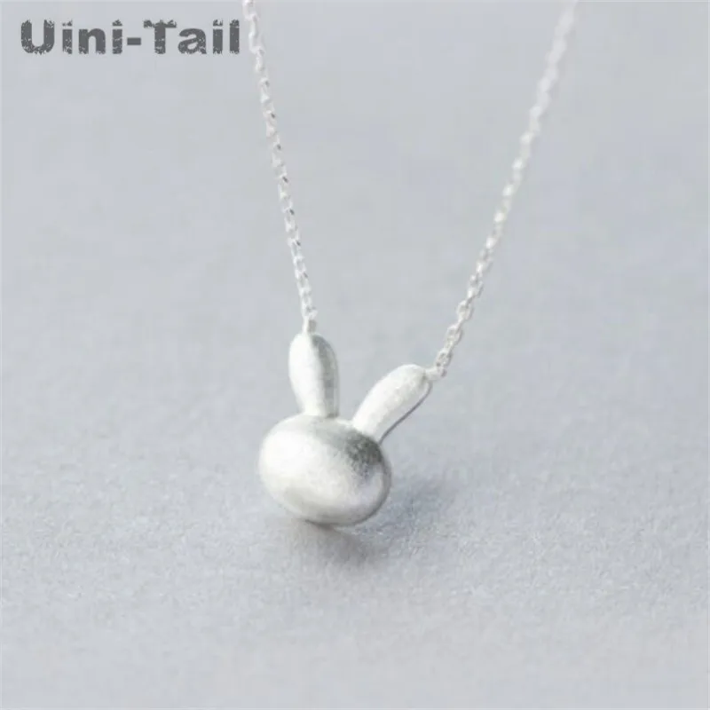 

Uini-Tail hot new 925 sterling silver sweet brushed bunny necklace Korean fashion cute tide flow short clavicle chain female