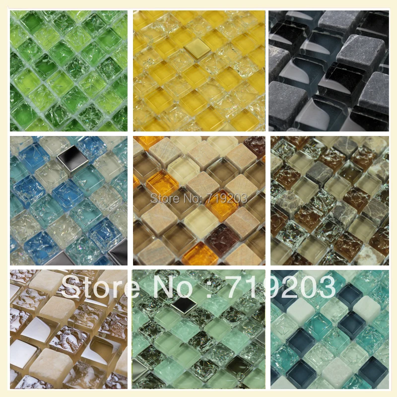 Glass crystal mosaic background wall entranceway stainless steel mirror waistline wall stickers