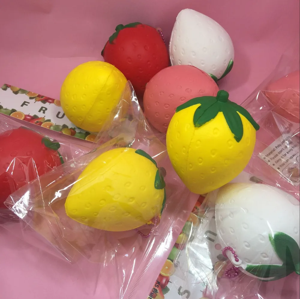 16 pcs lot Cute cartoon fruit strawberry slow rising squishy toys cell phone charm accessories squishies