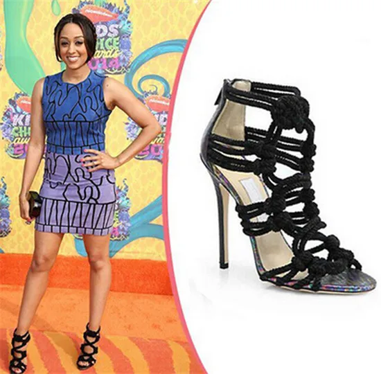 Fashion Braided Rope High Heels Women Sandals Cut Outs Cage Gladiator Sandals Women Boots Shoes Woman Botas Sandalias Mujer (8)