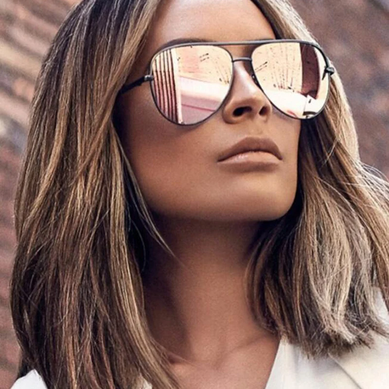 

WFEANG sunglasses silver mirror metal sun glasses brand designer pilot sunglasses women men shades top fashion eyewear lunette