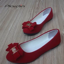 Plardin/ г. Модная женская обувь на плоской подошве из флока, новая летняя повседневная обувь на плоской подошве без шнуровки с круглым носком Классические балетки женская обувь, большие размеры