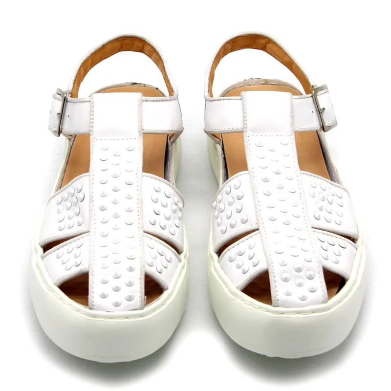 2019 классические сандалии мужские брендовые заклепки белая повседневная обувь на платформе кроссовки уличные пляжные сланцы Sandalia Masculina