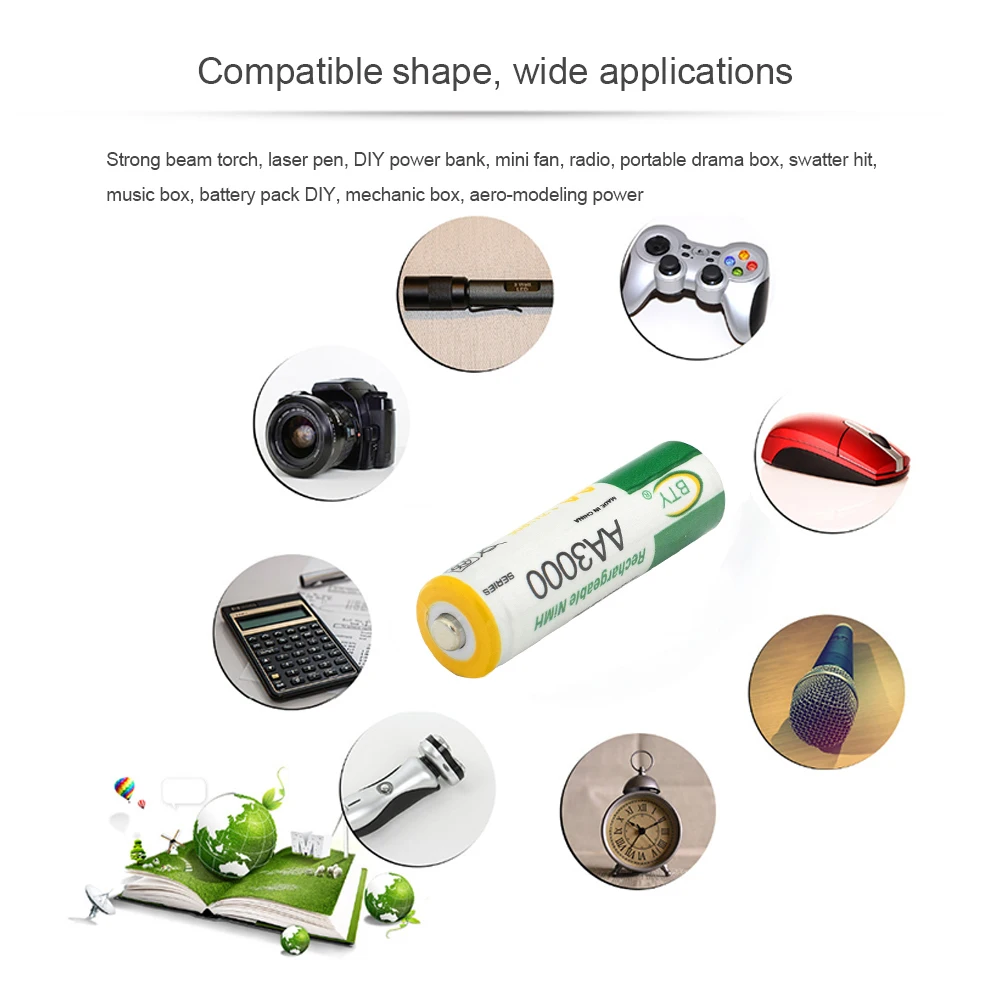 YCDC Самая низкая цена AA аккумулятор BTY LR6 HR6 KAA 3000mAh ni mh аккумуляторная батарея