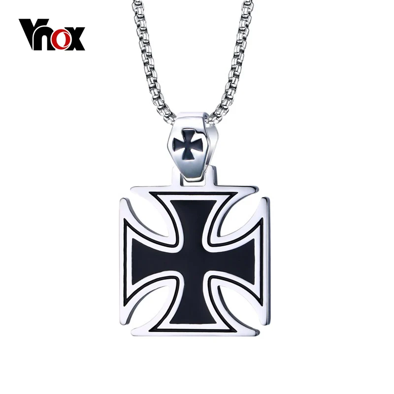 

Vnox Mens Corss Necklace Stainless Steel Vintage Maltese Iron Cross Pendant Necklace Knights of the Temple