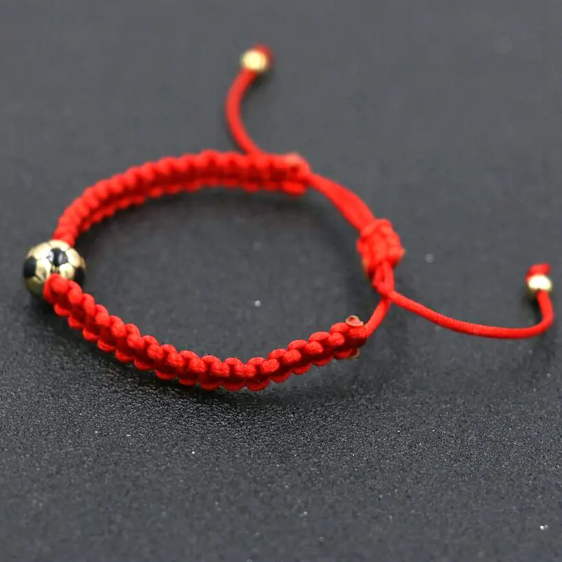 Спортивный стиль 2 шт./набор медный 8 мм футбольный браслет для мальчиков и девочек женская красная веревочная нить браслет для влюбленных подарок на удачу