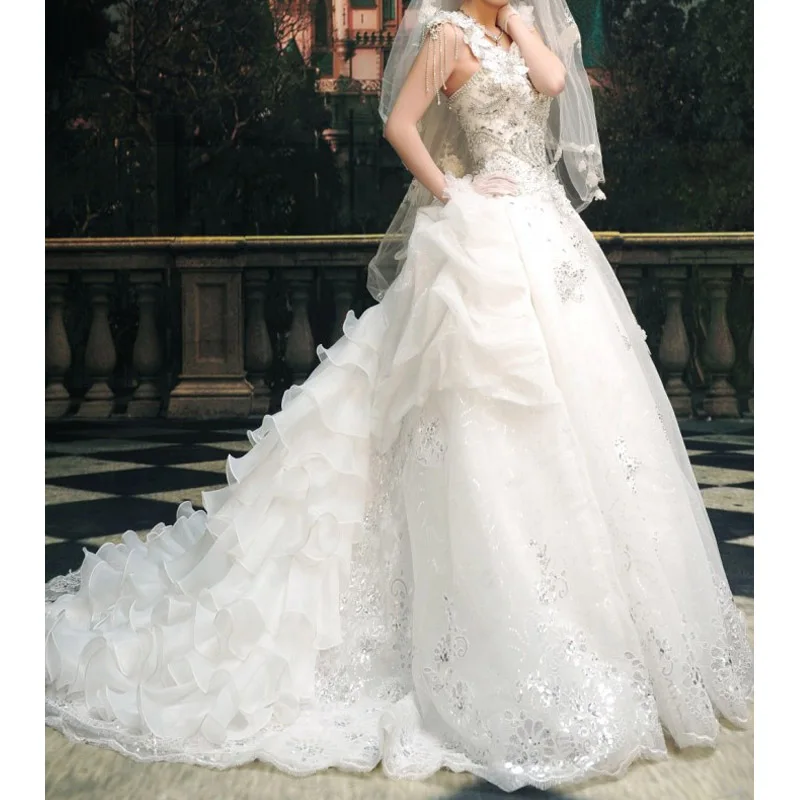 Real Photo 2017 Crystal One Shoulder Luxurious Rhinestone Wedding