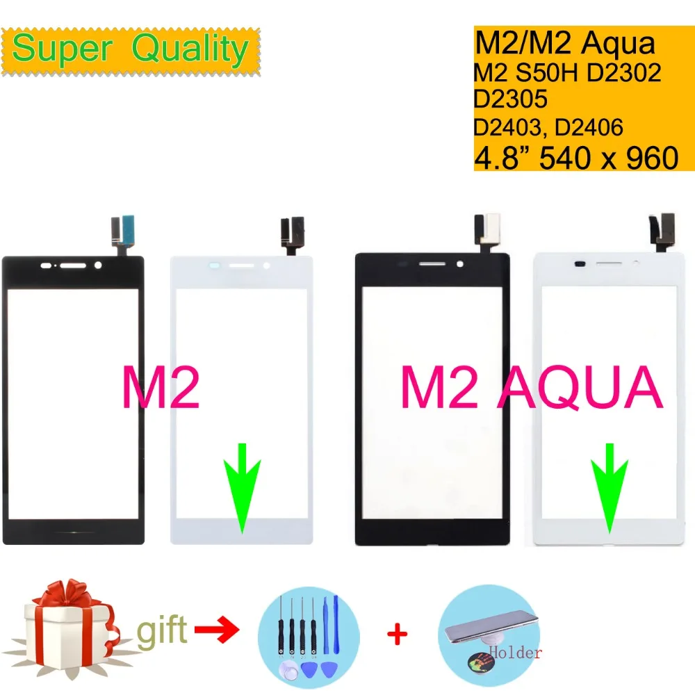 

Touchscreen 4.8" For Sony Xperia M2 S50H D2302 D2303 D2305 M2 Aqua D2403 Touch Screen Digitizer Front Glass Panel Sensor Lens