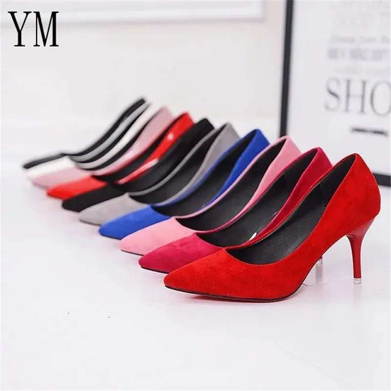 Hot Selling Women Shoes Pointed Toe Pumps Patent Leather Dress Red 8CM High Heels Boat Shoes Shadow Wedding Shoes Zapatos Mujer