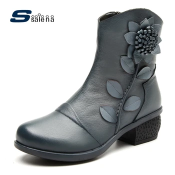 

Winter Boots Women Vintage Design Retro High Boots Comfortable Outdoor Shoes With Fur AA20125