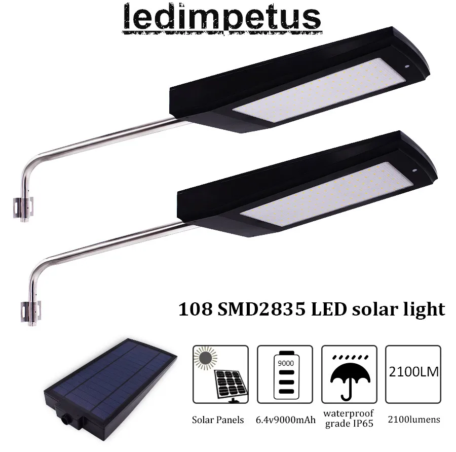 

108 LED Solar Street Light Wall Garden Lights 15W Waterproof Super Bright Security Area Night Lighting for Street Garden Path