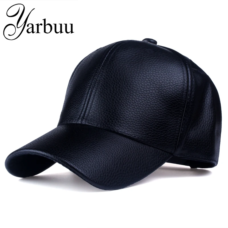 

[YARBUU] CAP 2017 new Hot and winter PU Leather Baseball Cap Biker Trucker snapback Hats For Men women caps free shipping