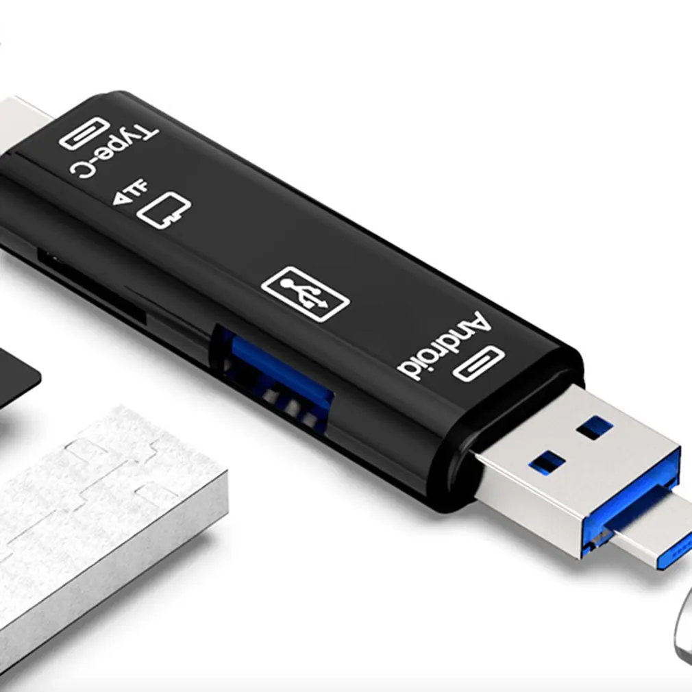 5 в 1 тип-c кардридер Micro usb type-C OTG флэш-накопитель адаптер разъем Высокоскоростной TF OTG считыватель карт памяти