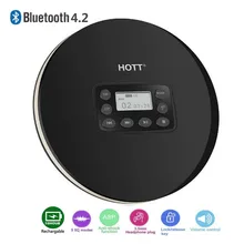 HOTT 711T Bluetooth портативный CD-плеер с перезаряжаемой батареей светодиодный дисплей, персональный CD walkman, чтобы наслаждаться музыкой и аудиокнигой