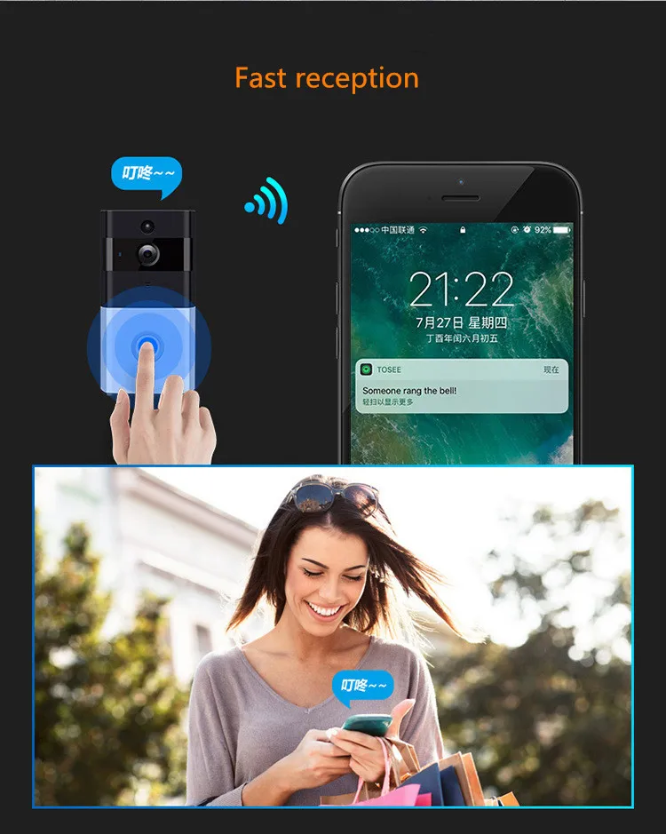 Смарт Wi-Fi беспроводной видеодомофон мобильного мониторинга вилла дома Ip-сети электронная камера Lan охранный звонок на двери для продажи