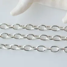 Твердый 925 пробы серебряный овальный кабель цепи свободное звено веревки для ювелирных изделий Diy компоненты и фурнитура, 1 метр