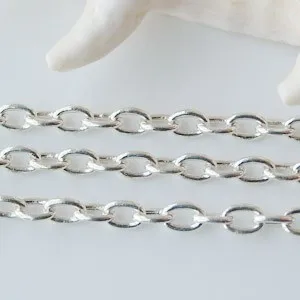 chain sterling silver oval loose cable solid jewelry findings components rope link diy meter