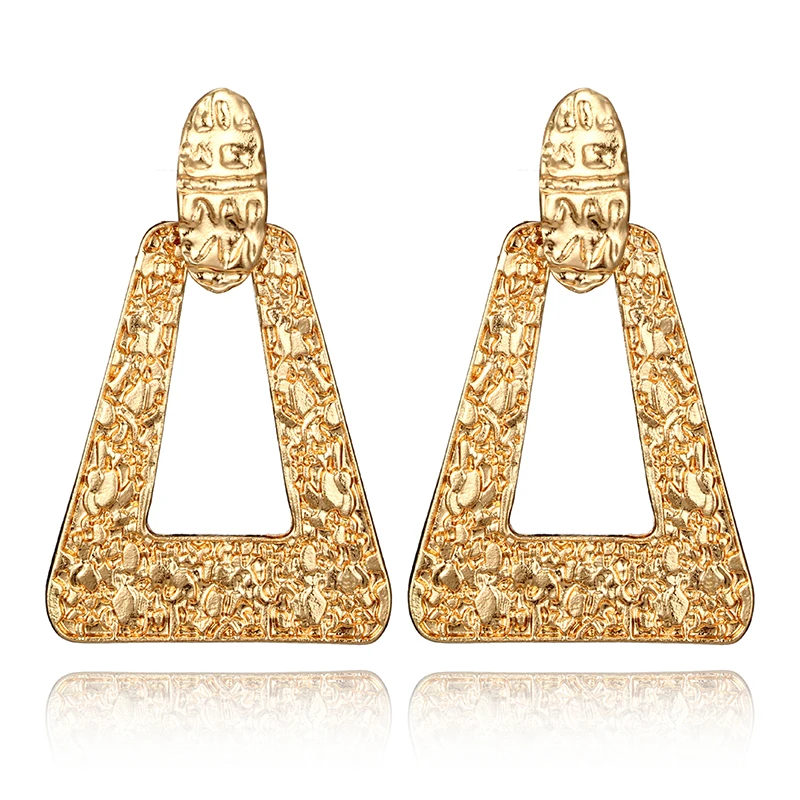 

docona Punk Abstract Triangle Drop Earrings for Women Girl Gold Color Gemetric Metal Dangle Earring Pendientes 5114