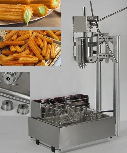 3L Capacity Spainish churros machine maker with 12L Deep Fryer making with three size churros model