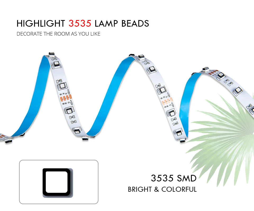 EeeToo Colorful Lamp Night Light LED DC 12V SMD 3535 Atmosphere Nightlight 60 120 LEDsm Diode Ribbon 4Pin RGB LED Strip Light (6)