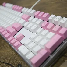 Просвечивающая клавиша белого и розового цвета, подходящая 108 PBT с подсветкой, OEM профиль для MX переключателей, механическая клавиатура, Игровая клавиатура