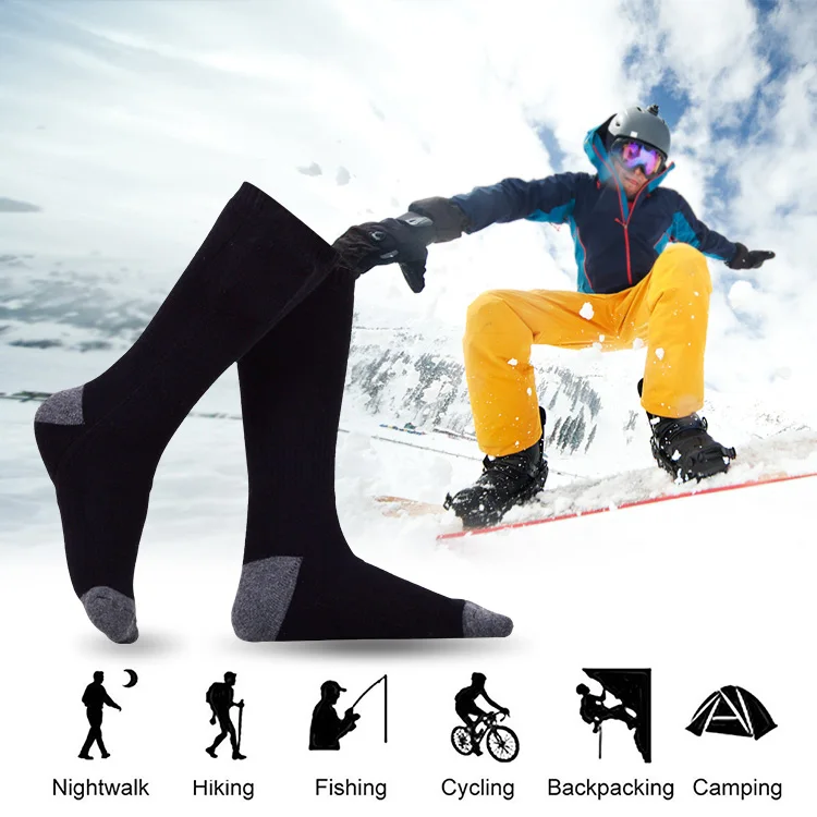 USB Rechargeable Thermal Skiing Socks Winter Warm Electric Heated Socks