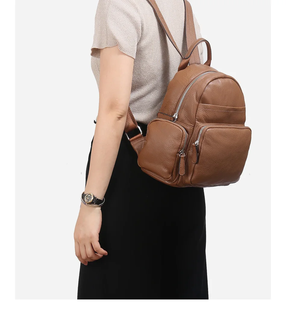 Zency, больше карманов, женский рюкзак, натуральная кожа, модная Женская дорожная сумка, опрятный школьный ранец для девочек, ранец
