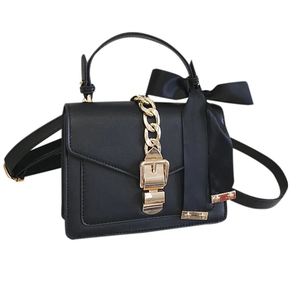 Hot Sale Woman Chain Bag Lace bow Contrast Color Chain Handbag Shoulder Bag Pu Leather Messenger Bag