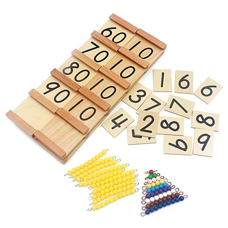 Simple Version Montessori Wood Seguin Teens and Tens Boards Color Beads Bar Toys For Children Early Childhood Preschool Training