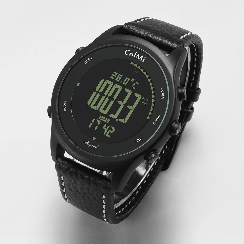 ColMi Smart Watch Beyond Ultra Slim Round Leather IP68 5ATM Waterproof Compass Altimeter Barometer Clock for Mens and Couples