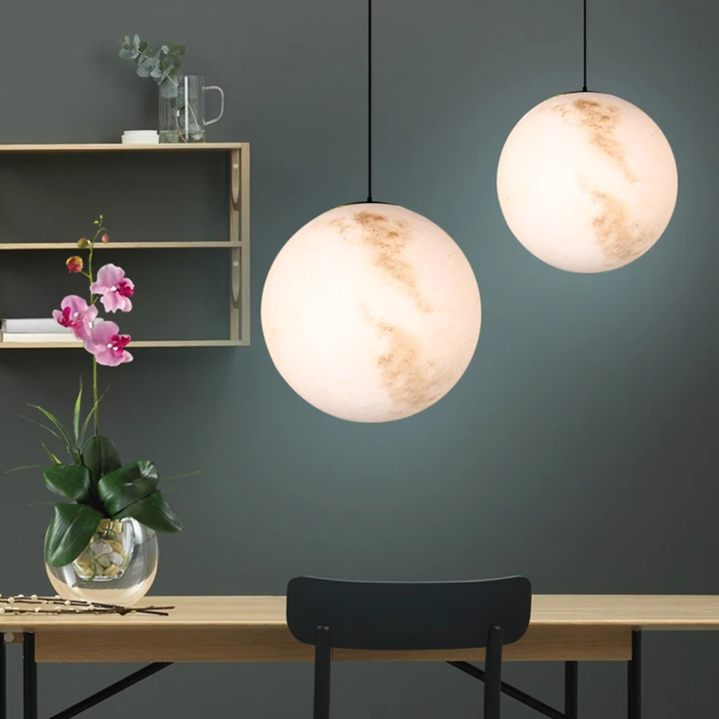 

Nordic bedroom chandelier living room dining room lighting simple moon children's room moon single head planet lights