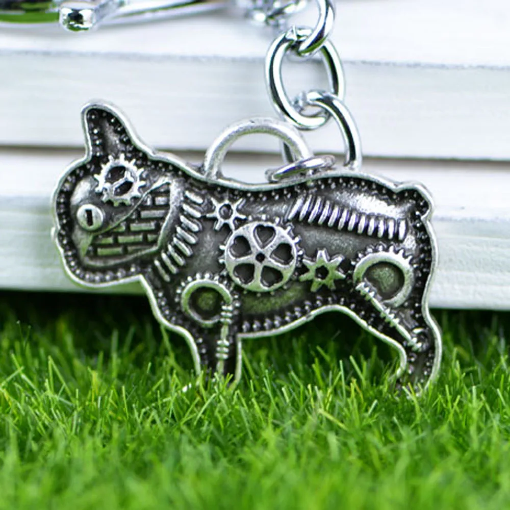

Tkuamigo Inspired French Bulldog Keyring Dog Shape Key Holder Anti Silver Color Sea Memorial Gift llavero Dropship A199