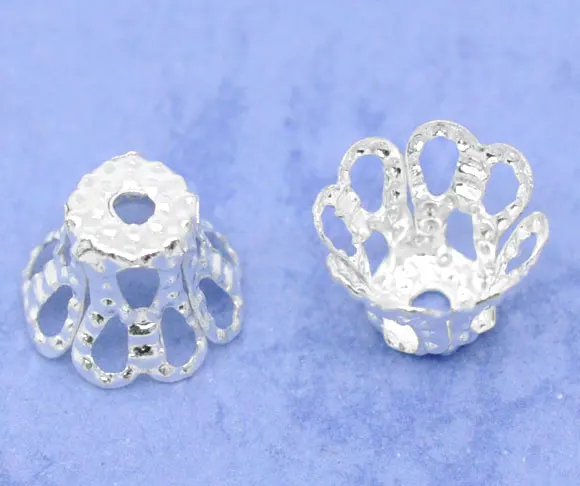 DoreenBeads колпачки из сплава для бусин серебристого цвета (подходит 6 мм) Цветочный