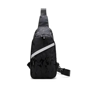 

New men's fashion chest bag sling camouflage printing leisure travel pochete messenger bag +USB charging