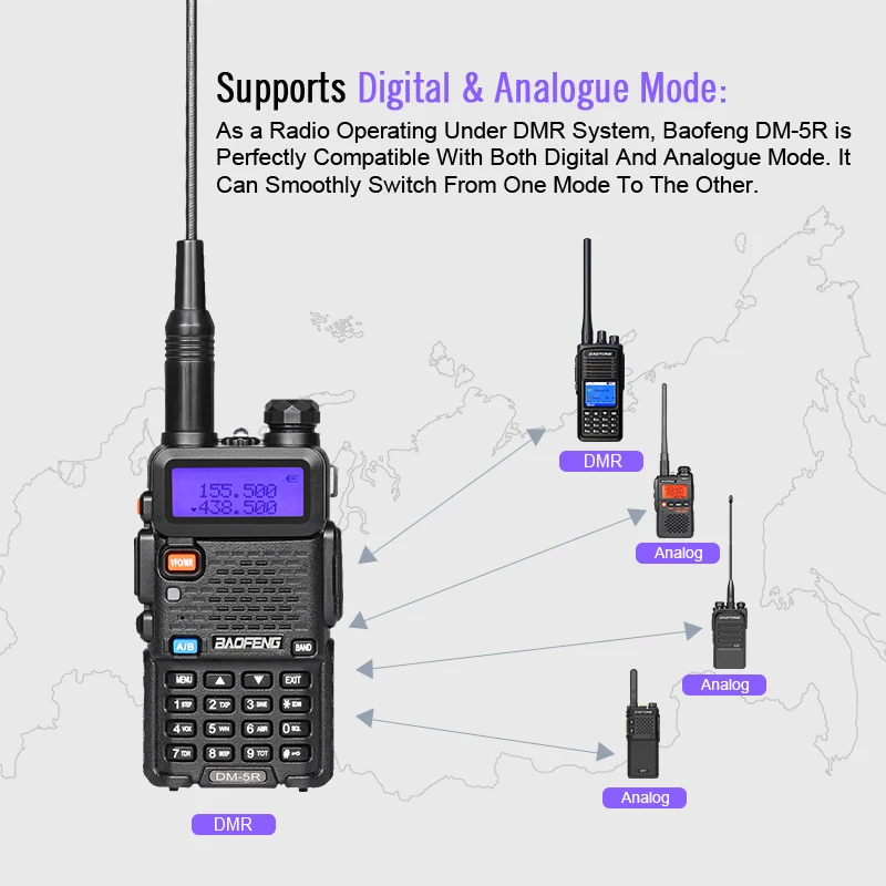 Портативная рация Baofeng DMR цифровая с двухсторонней связью для охоты аналогового