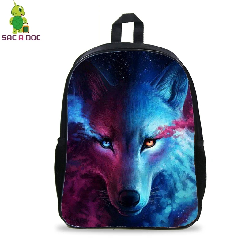 16 дюймов крутые волки печати рюкзак подростков мальчиков девочек школьные сумки BookBag повседневное путешествия рюкзак ноутбук рюкзаки sac dos - Цвет: 3