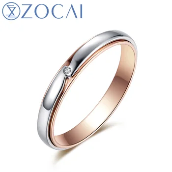 

ZOCAI Brand Ring 0.003 CT Real Diamond Dual Color 18K White Gold & 18K Rose Gold (Au750) Wedding Women Ring W06296
